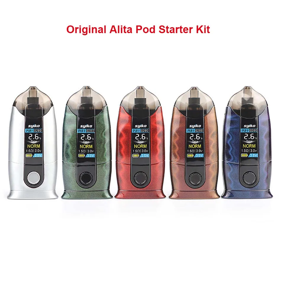 

2019 Original Syiko Vape Kit Alita Pod Starter Kit 650mah Vape Mod 2ml Pod 0.96 inch TFT E-cigarette Pod cartridge vs zero vape