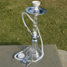 Акриловый кальян набор с светодиодный светильник водокурительная трубка с чашей Cermica, силиконовый шланг и металлические угольные щипцы Narguile