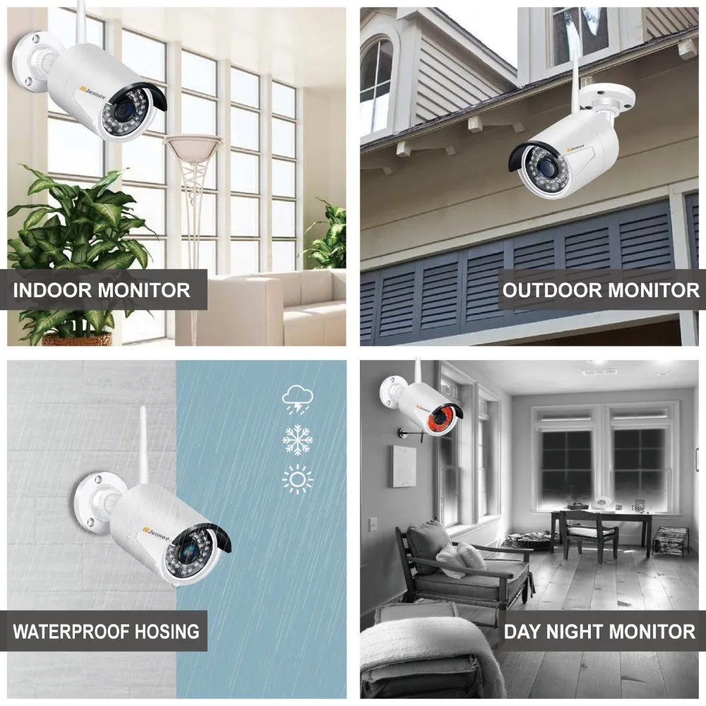 Jennov 4CH H.265 5MP Outdoor Video Surveillance Wireless IP Camera Security Camera System For Home