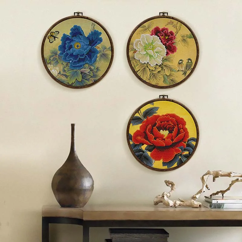 Embroidered cross stitch hoop cloth starter kit112