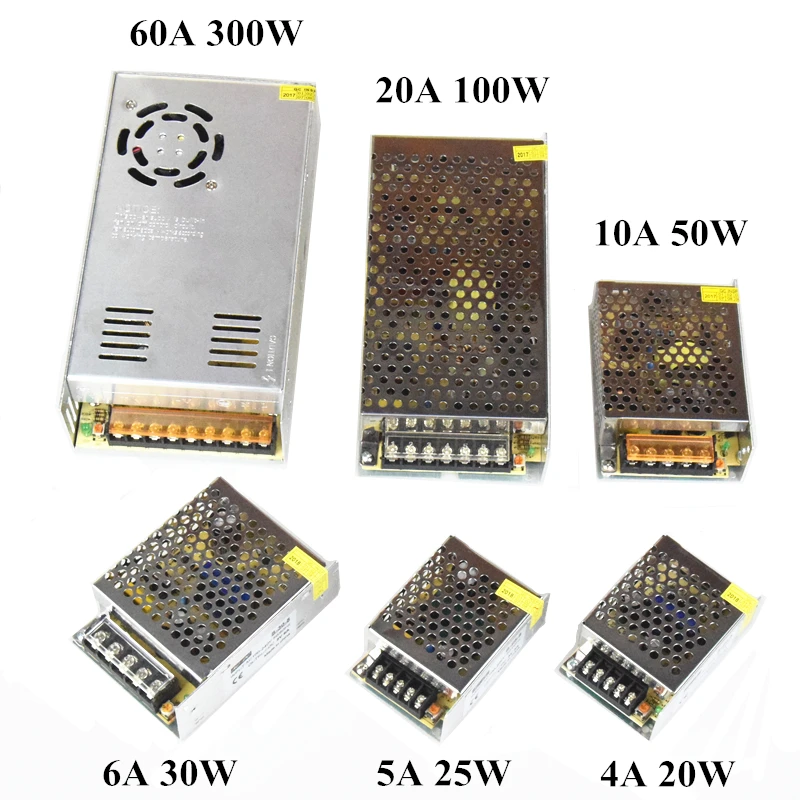 DC 5V импульсный источник питания 4A 5A 6A 10A 20A 60A импульсный источник питания AC 110V 220V к DC 5V для светодиодных лент