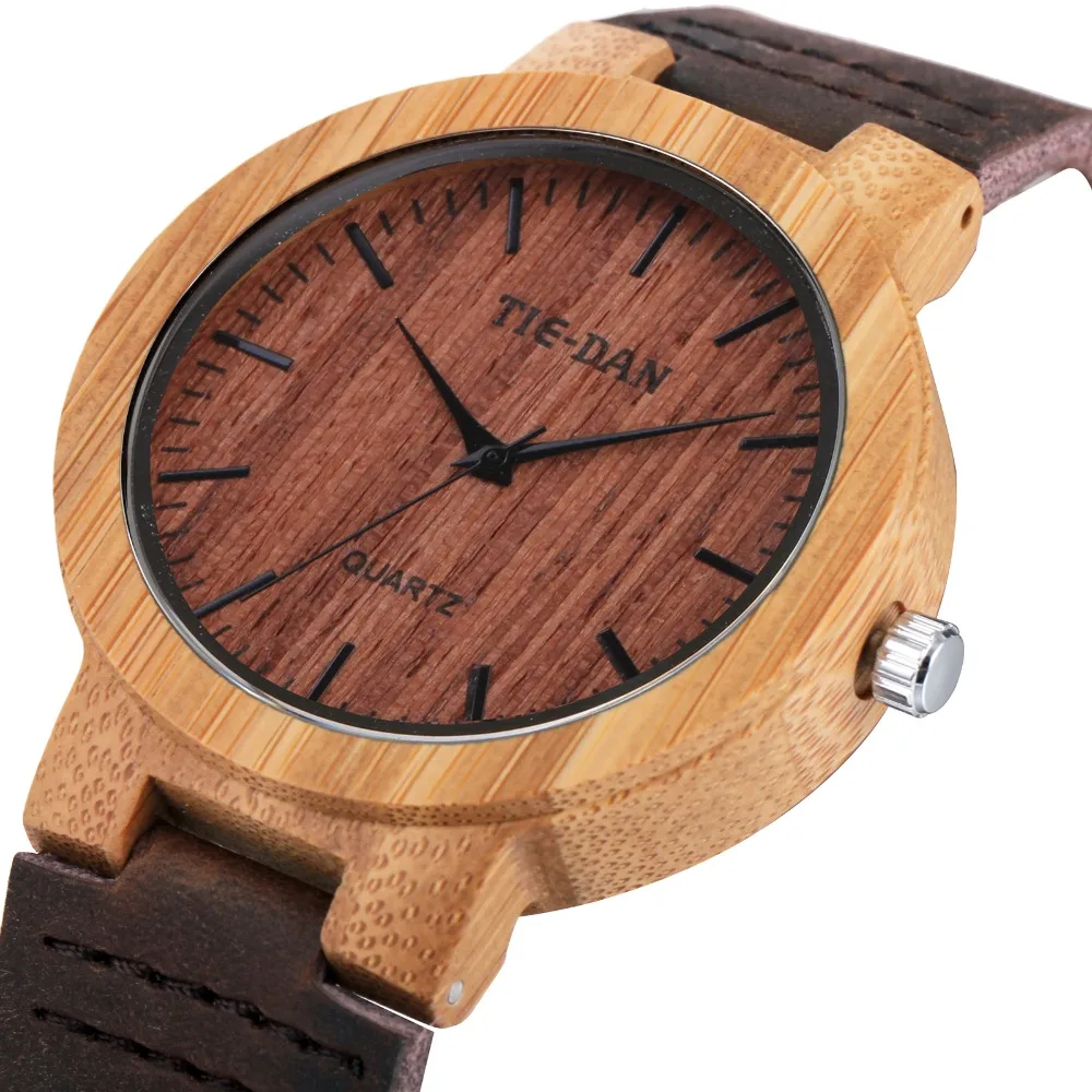 

2019 New Quartz Mens Wathes Top Brand Luxury Wooden Clock Genuine Leather Strap Ultra-light Design Fashion Simple Wristwatch