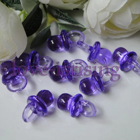 Free Shipping 100pcs Mini Acrylic Clear Purple Baby Pacifier Baby