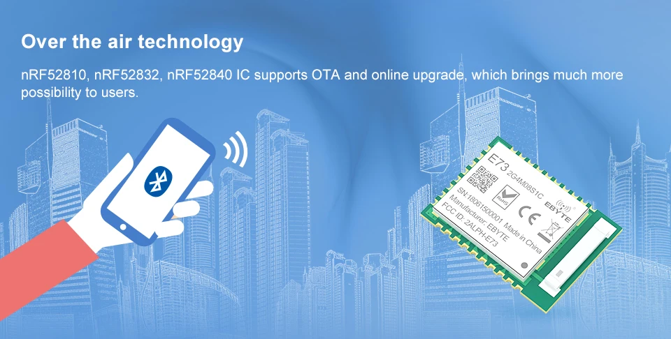 10 шт./лот, скандинавские nRF52840 модульное Расстояние/Диапазон Bluetooth 5 E73-2G4M08S1C ble 5,0 nrf52 nrf52840 передатчик и приемник