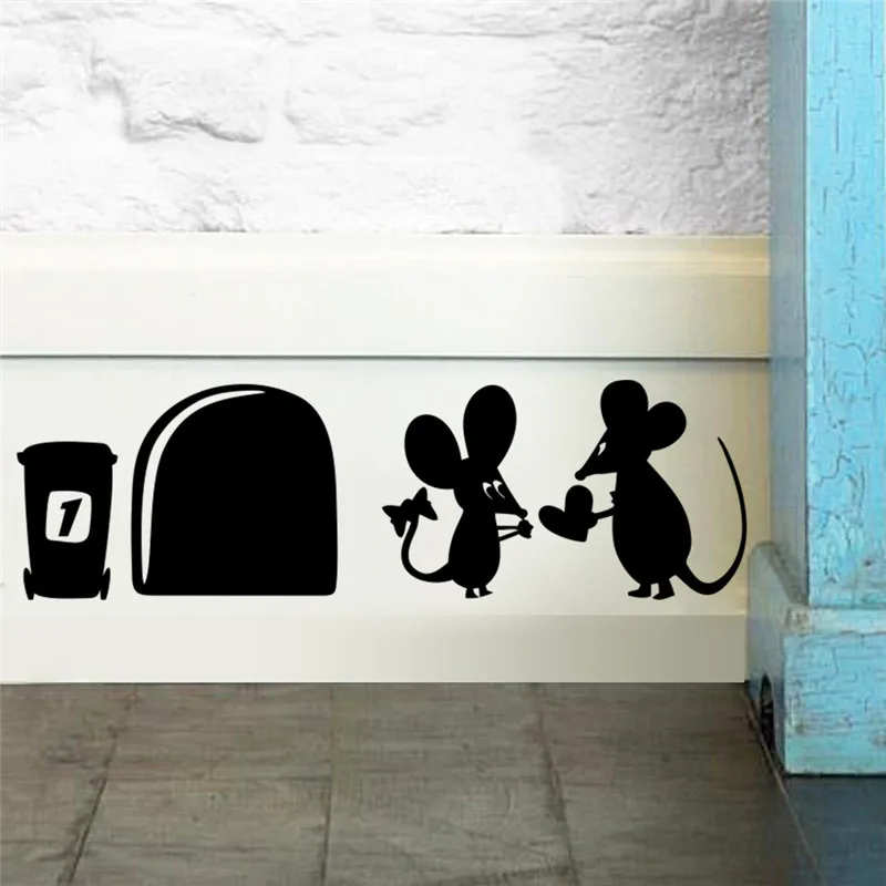 Забавные наклейки на стену с изображением мыши для детской комнаты, кухни, спальни, плинтуса, украшение для дома, 3d Виниловые наклейки, сделай сам, крыса, животное, Настенная роспись, искусство - Цвет: 1 367