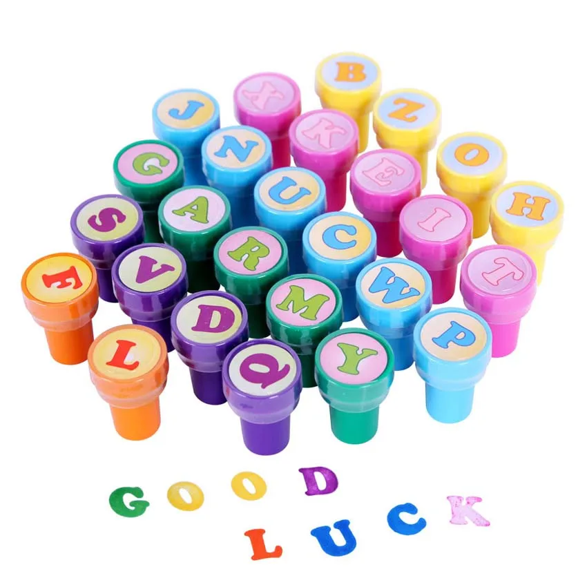New 26 Pcs DIY Letter Alphabet Stamper Toy Sets Teach Kids Alphabet and