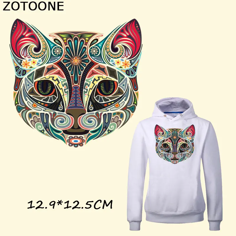 

ZOTOONE Egyptian Style Multicolor Cat 12.9*12.5CM Stickers Iron on Patches DIY Patch on Clothes Jacket Bags Thermal Transfer E