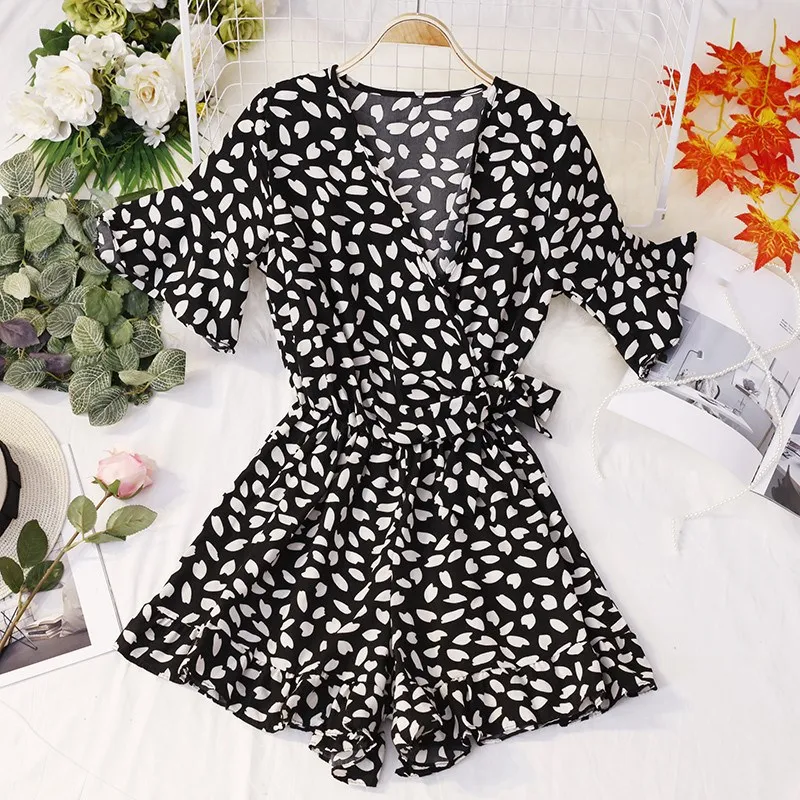 Deep V Neck Summer Bodysuits Women Green Leaves Print Beach Playsuit Sashes Female Short Overalls Boho Jumpsuit Deep V Neck Summer Bodysuits Women Green Leaves Print Beach Playsuit Sashes Female Short Overalls Boho Jumpsuit