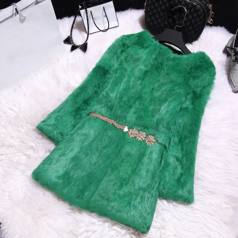 

Autumn and winter new 2016 slim long women's full pelt rabbit fur coat outerwear women jacket plus size S-6XL free shipping YR24