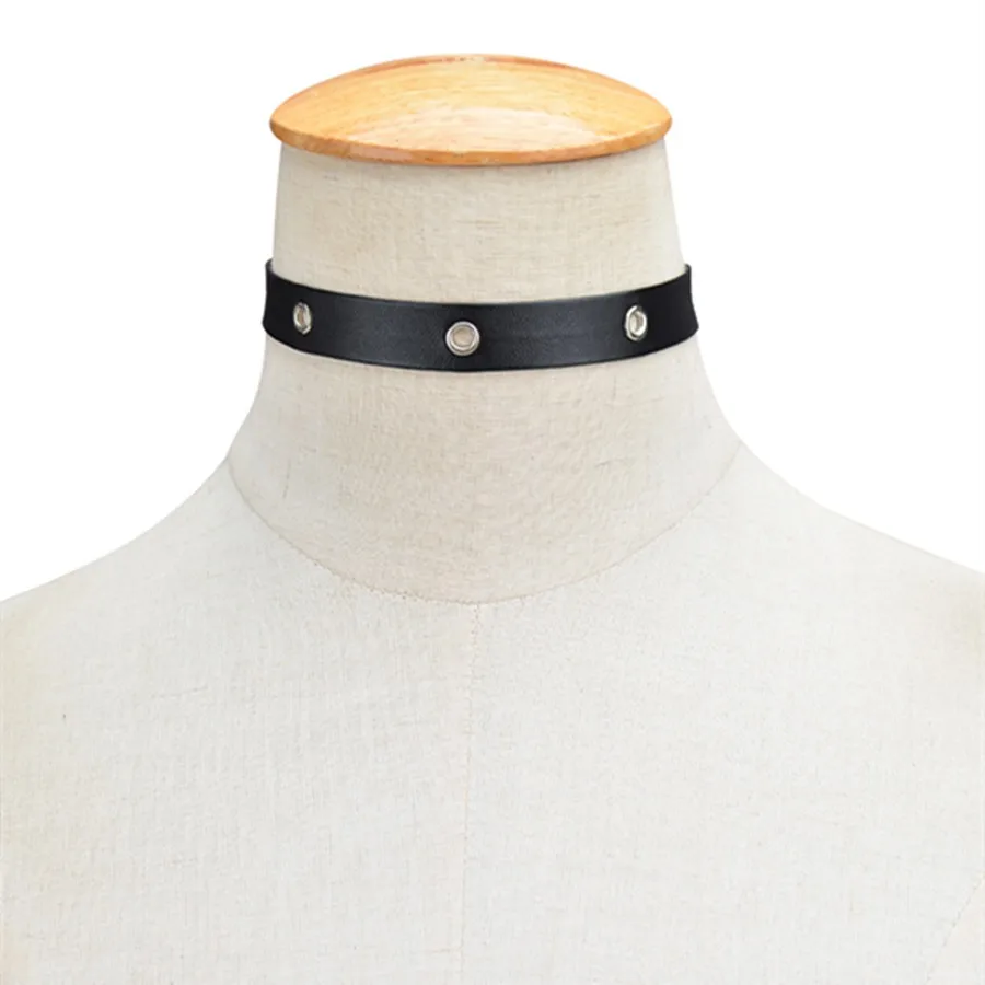 

Unisex Women Classic Punk Rock Dark Harajuku Circle Leather Collar Choker Necklace Statement Bib Necklace Gift