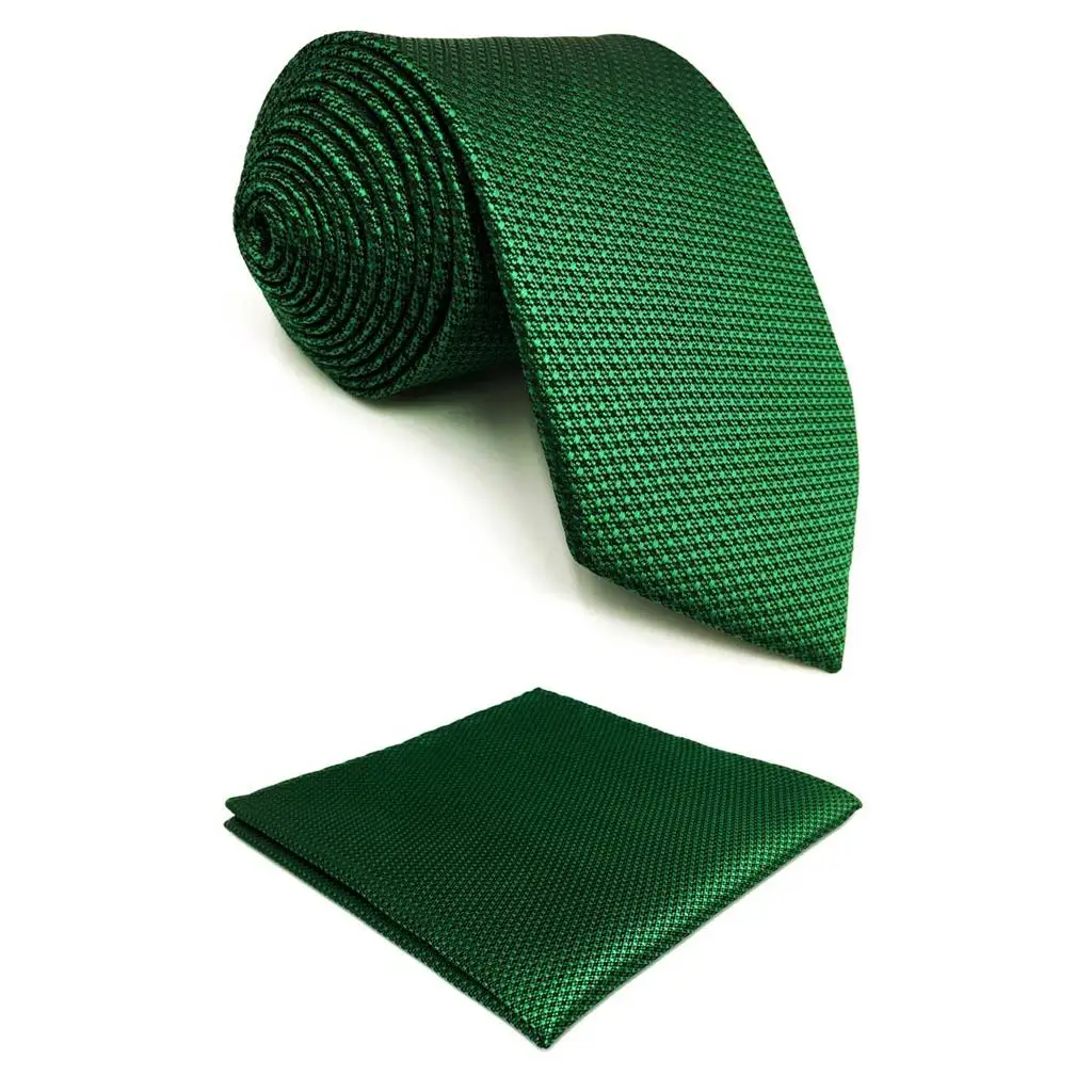 F5 Solid Green Ties for Men Silk Slim Tie 6cm 2.35" Extra Long Classicin Men's Ties
