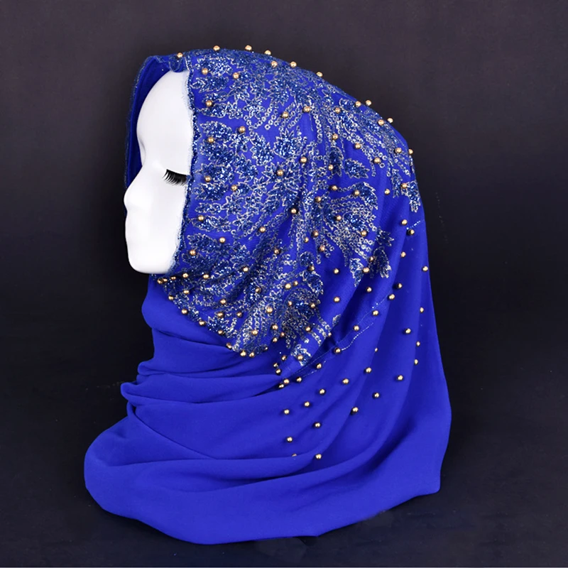 

Exquisite Woman hijab Beading Sequins Decoration Popular Shawls Scarf Headband Casual Woman Muslim Hijab Turban Free Shipping