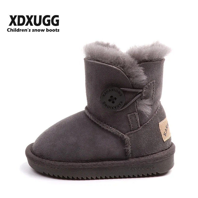

2018 XDXUGG Sheep fur Sheepkin baby snow boots children's Boys and girls boots winter soft bottom thick Wool cotton shoes