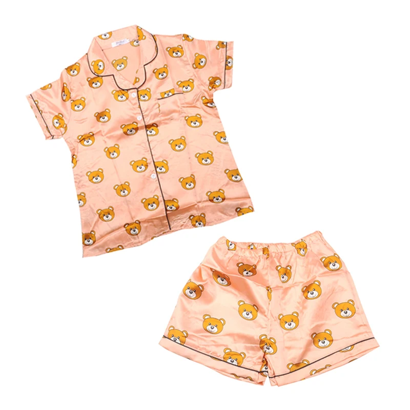 

Hot Satin Pajamas set For Women Cartoon Ladies Silk Short Sleeve and Pant Pajamas Home Clothing Female Casual Pijama pyjamas