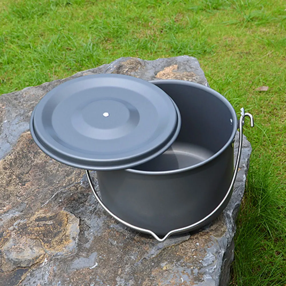 Online 2019 nueva olla para acampar al aire libre de aleación de aluminio olla de 5 8 olla de marcha caldero de picnic