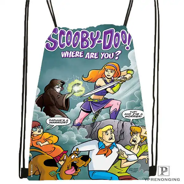 Drawstring Backpack Индивидуальная походная сумка на шнурке Scooby Doo Team Up, милый рюкзак для детей(черная спинка), 31x40 см#180531-04-51 - Цвет: Drawstring Backpack