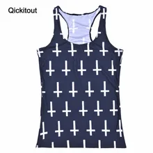 Qickitout топы летние женские блузки без бретелек без рукавов с цифровым принтом повседневные топы с белым крестом Иисуса женские майки
