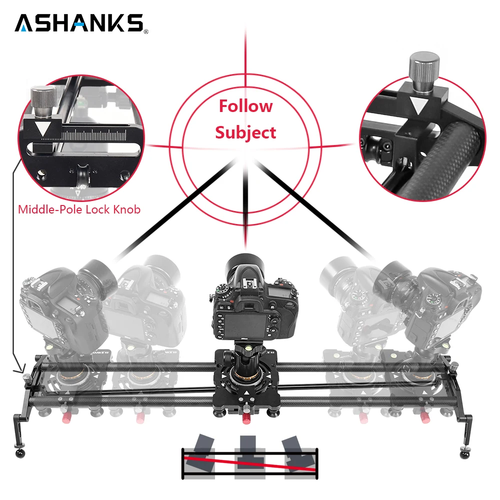 preço ASHANKS S2 Câmera Deslizante de Pista De Fibra De Carbono Tubo de Ângulo Ajustável Follow Focus Pan para DSLR Câmera de Vídeo Estabilizador DV Tiro