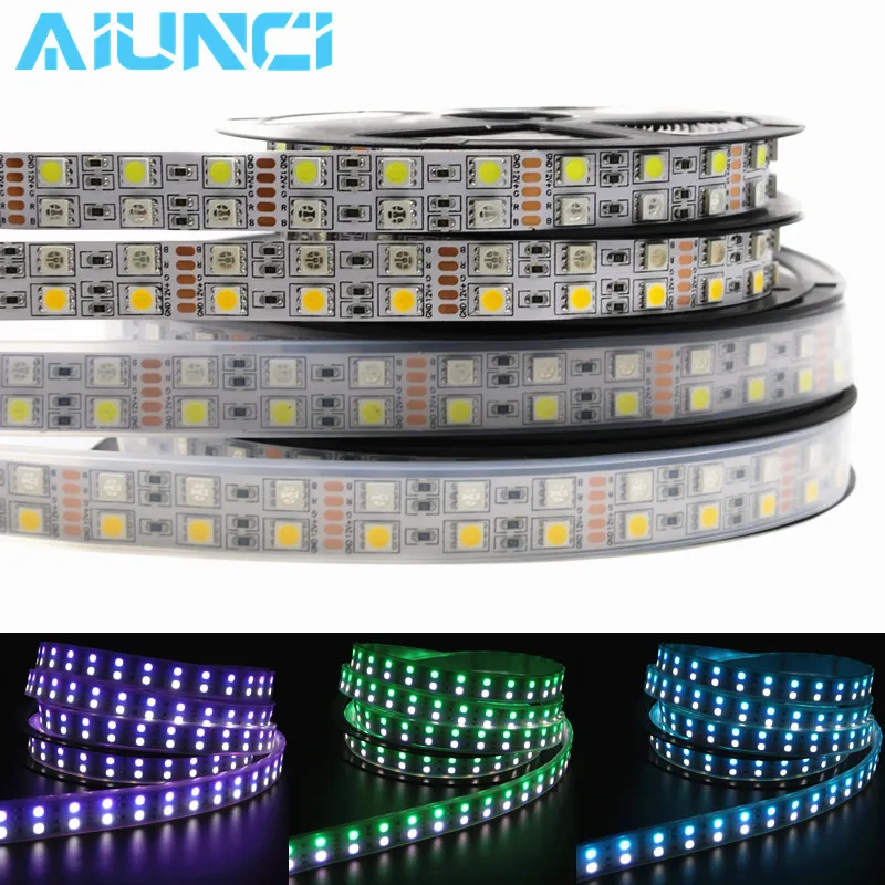 5 м 12 В постоянного тока 120 светодиодов/м Водонепроницаемая SMD 5050 RGB теплая белая