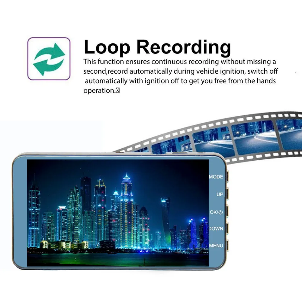 2018 новый FHD 1080P видеорегистратор видеорегистраторы автомобильные 4.0 дюймов IPS 2.5D