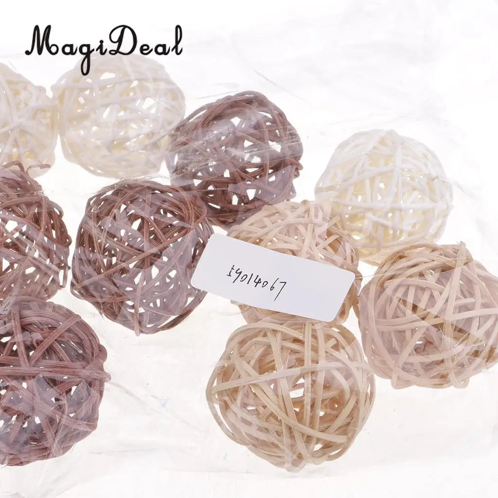  3cm/5cm/7cm Mixed Colors Lovely Wicker Rattan Ball, Christmas Birthday Home Wedding Party Decorations DIY Ornaments Kids Toys