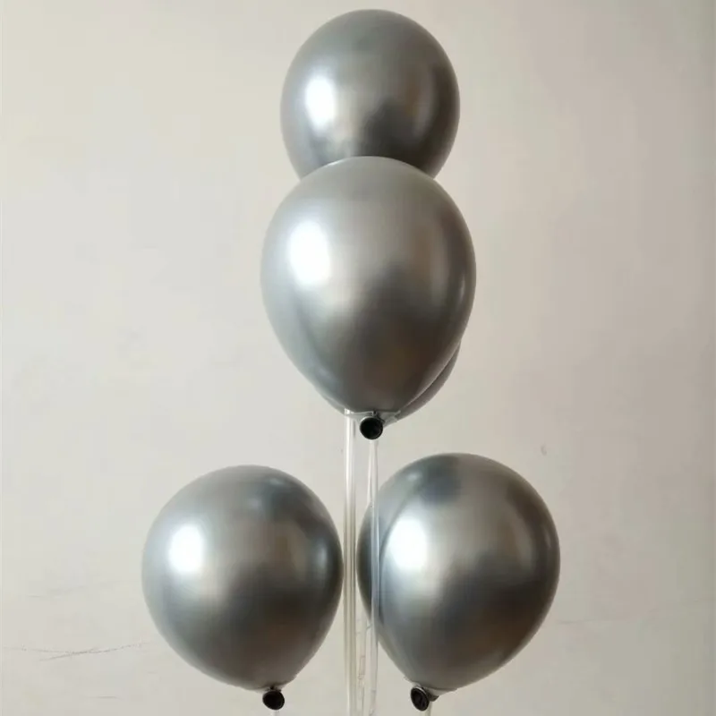 

Double silver metal balloons 50pcs/lot10 inch round helium latex air ballon decor wedding balloon kids birthday party wholesale