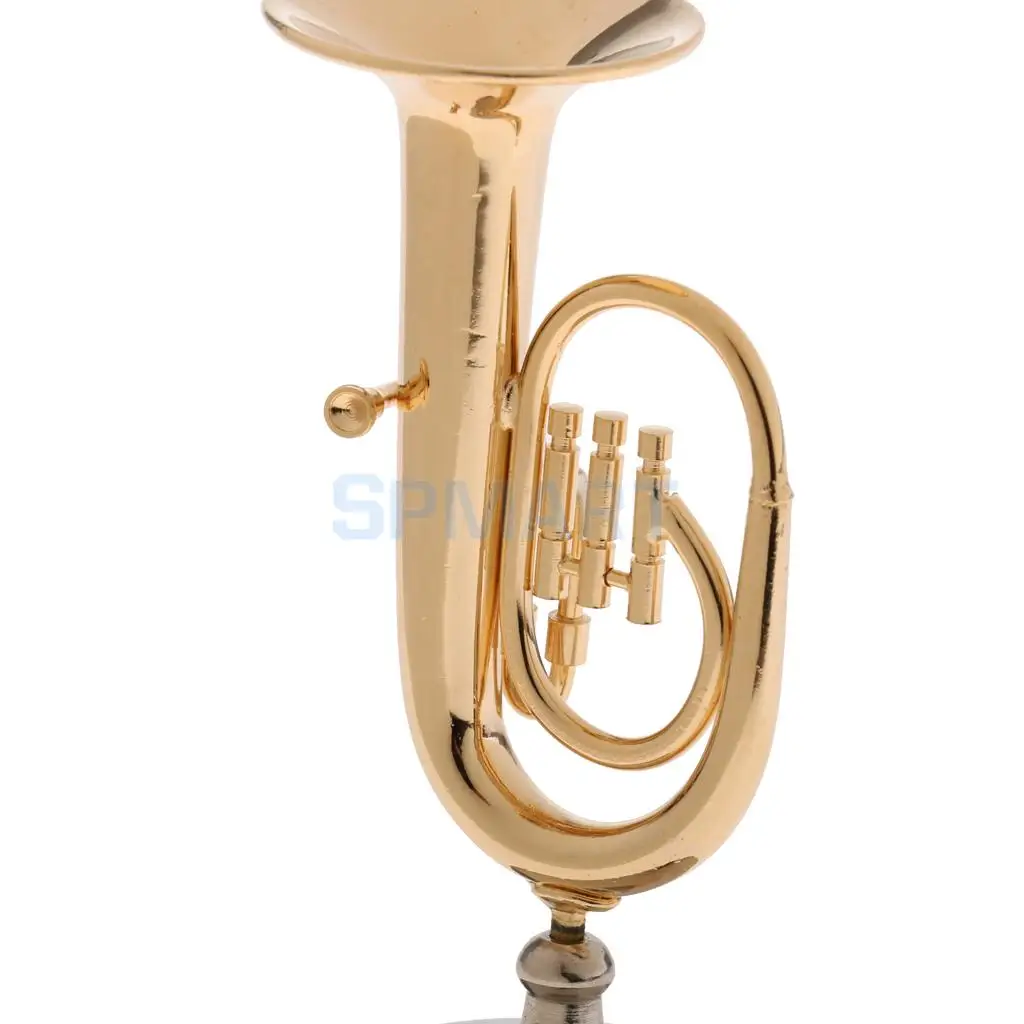 Handmade 1/12 Scale Copper Tuba Model Miniature Musical Instrument for Dolls House Accessory Decor Collectibles Home Display