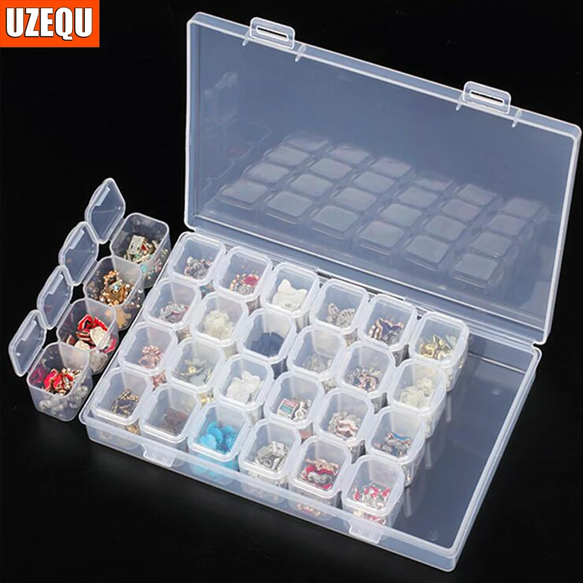 مقصورة صندوق تخزين العملي قابل للتعديل البلاستيك حالة ل حبة خواتم مجوهرات عرض OrganizerDiamond اللوحة التبعي