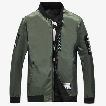 

Patchwork Zipper Men's Jacket Pilot Black Stand Collar Long Sleeve Slim Thin Jackets For Mens 2018 Spring Autumn Wind Breaker