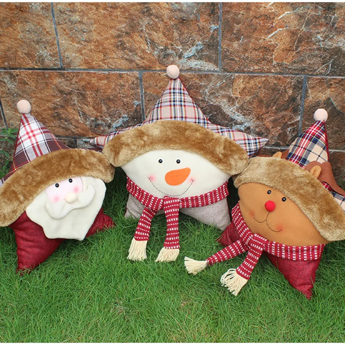 سانتا كلوز ثلج النجمة الخماسية وسادة عيد الميلاد وسادة المنزل مكتب وسادة أريكة هدية الكريسماس