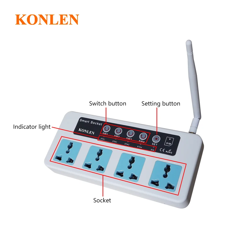 Konlen 16A GSM реле 4 канальный таймер переключатель дистанционного Управление дома интеллектуальный пульт дистанционного управления Управление Inteligente гнездо Температура датчики Интерфейс Поддержка