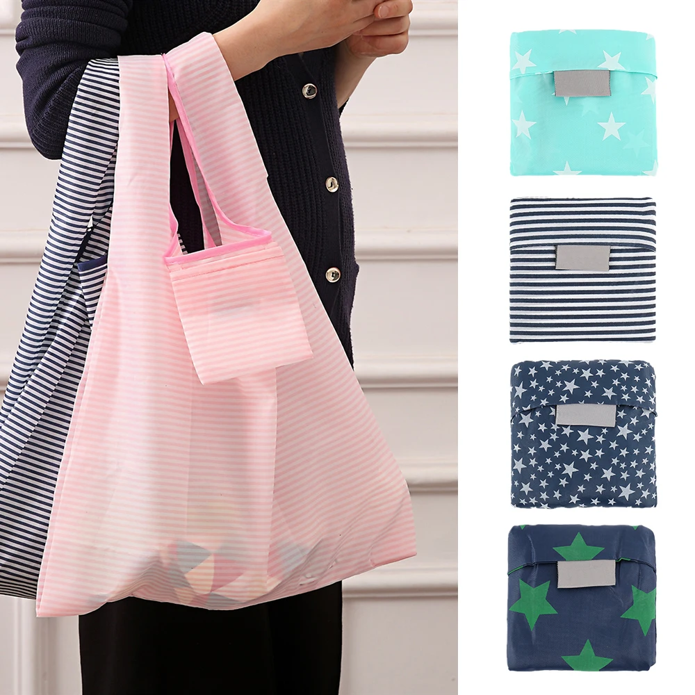 5PCS New Fashion printing foldable Tote Folding pouch handbags