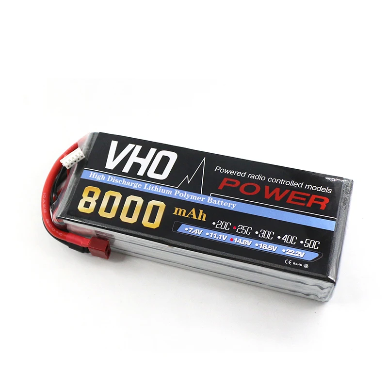 

VHO 4S 14.8V 8000mah 25C LiPo Battery TOXT60/T/XT90/EC5/TRX/XT150 Traxxas for RC Helicopter Airplane Car Boat