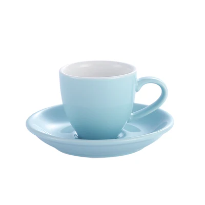 70 мл кофейная кружка эспрессо высококачественная керамическая кофейная чашка и блюдце набор макарон в европейском стиле Капучино молоко чашки латте посуда для напитков - Цвет: Sky Blue