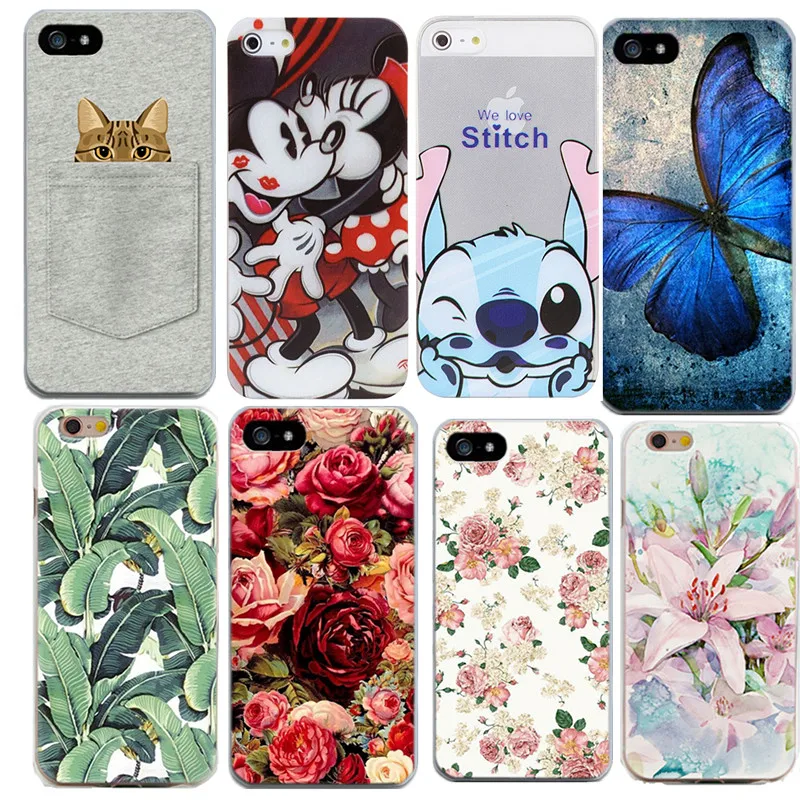 

New Phone Case For iPhone 6s 8 7 Plus 5 5s se Fashion Cat Flowers Banana leaves Soft Phone Cover For iphone 8 Case Coque Fundas