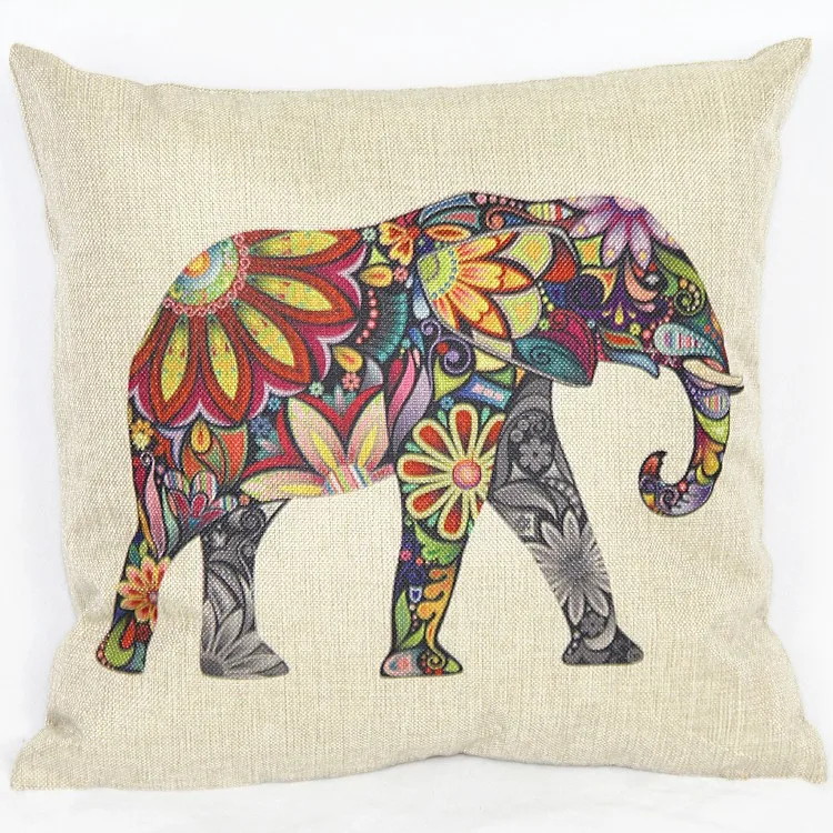 Слон животных льняной чехол для сиденья декоративные подушки 45x45 см бросить подушки украшение для подушки almofada cojines