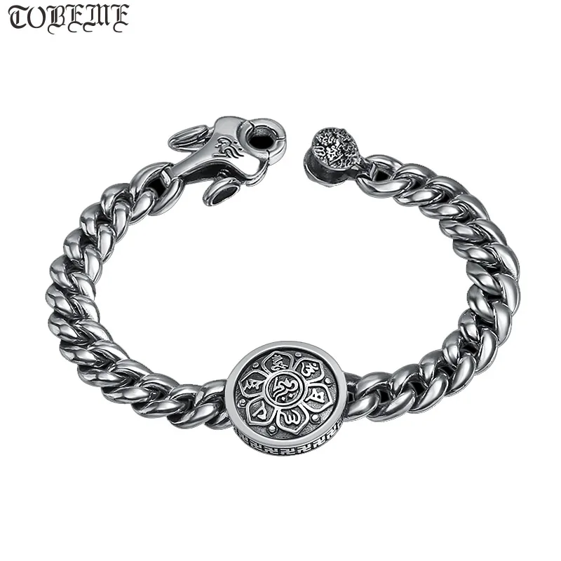 100 925 Silver Tibetan OM Mani Padme Hum Bracelet Thai Silver Buddhist
