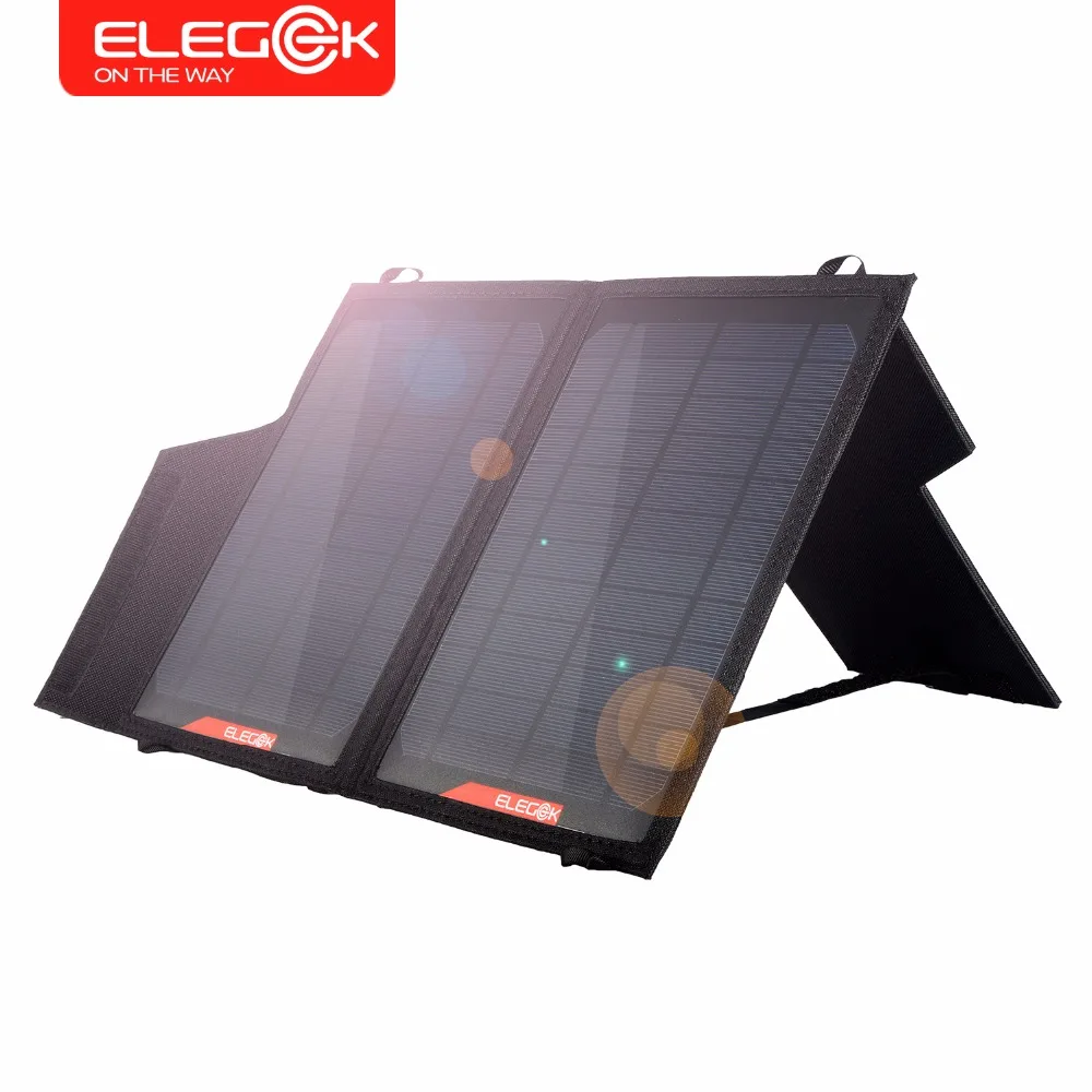

ELEGEEK 14W Dual USB 5V Foldable Solar Panel Battery Charger Portable Waterproof Solar Panel Charger Power Bank for iPhone