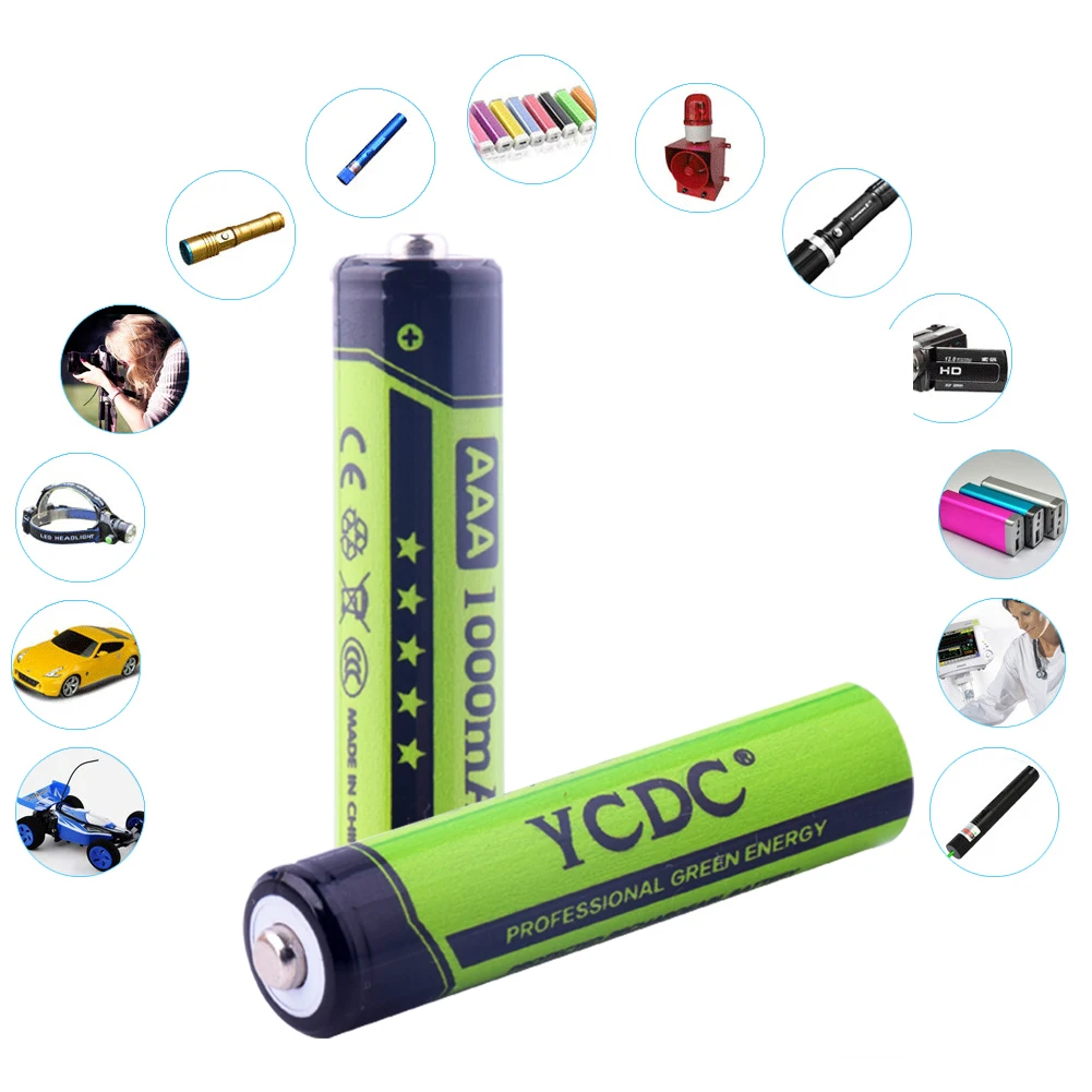 YCDC 4 шт. 1,2 V AA AAA 1000 1350 2000 3000mAH Новая емкость ni-mh перезаряжаемая батарея для фонарика, фонарь, фонарь