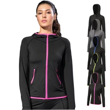 Новые женские куртки для бега Женский фитнес тренажерный зал Йога с длинным рукавом быстросохнущая кофта для бега толстовка на молнии пальто спортивная одежда