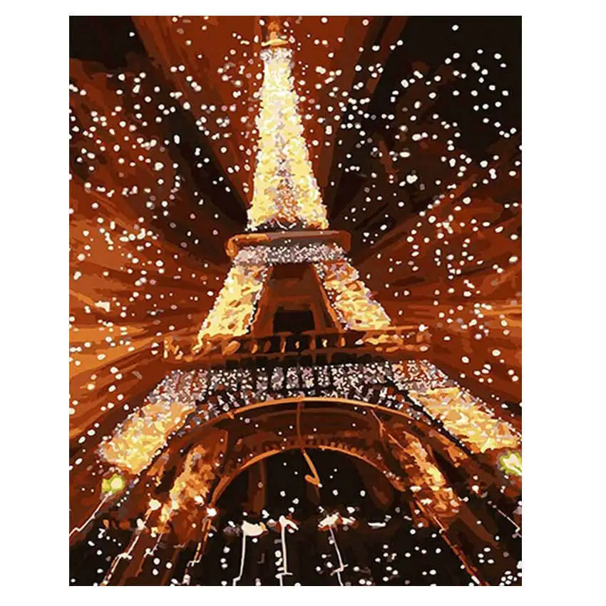 

Painting By Number 40x50cm,Paint Number Kits,Abstract Lighted Tower,Paint By Numbers Set