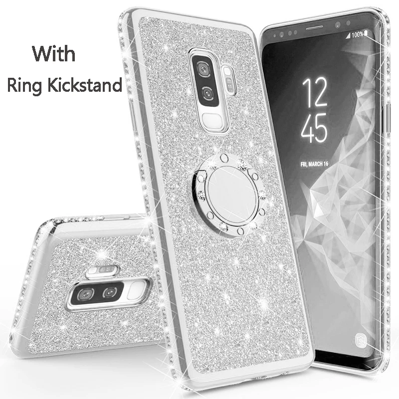 Блестящий Алмазный чехол с подставкой Чехол для samsung Galaxy S7 S8 S9 S10 плюс S10e Note 9 Note 8 J7 A7 A6 A8 плюс A520 A750 Мягкий ТПУ чехол с мультипликационным рисунком