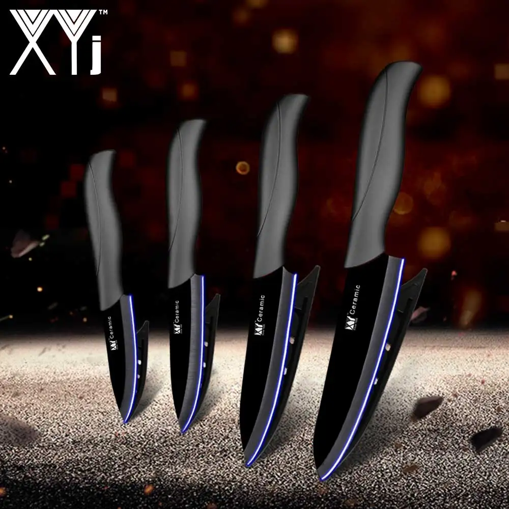 XYj Master Chef Ceramic Kitchen Knife Set 3"Paring 4"Utility 5"Slicing 6"Chef Kitchen Knife High Hardness Ceramic Cooking Tools - Цвет: black black