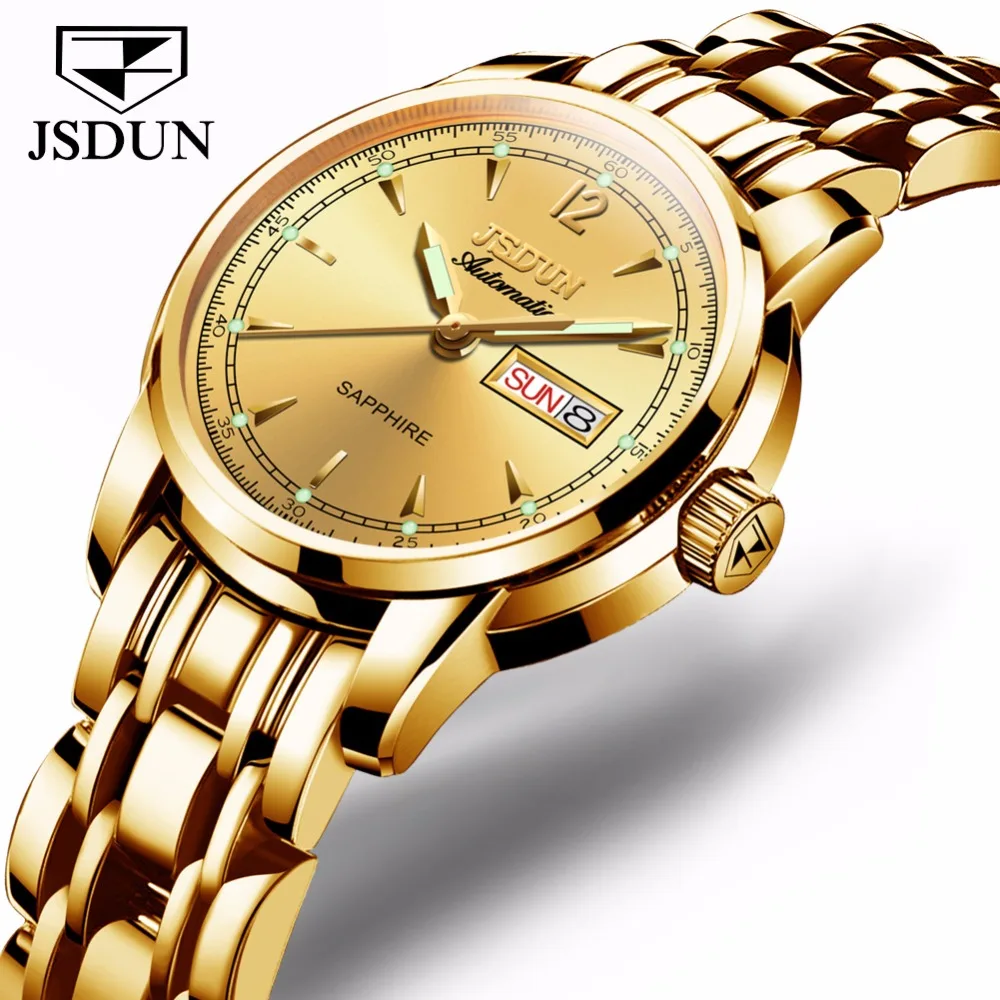 

JSDUN Japan Mechanical Movement women watches luxury Automatic Date Week Ladies watch Luminous Hands Clock relogio feminino saat