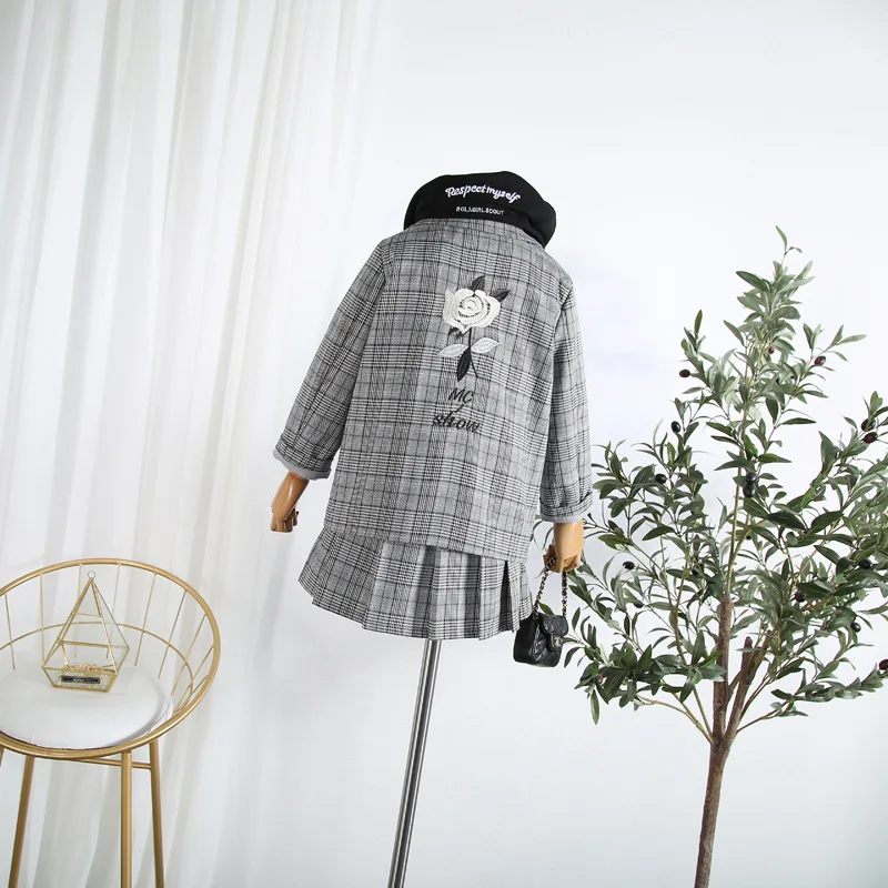 

College style suit fall 2019 new Korean version girl's British style casual pleated skirt suit two sets