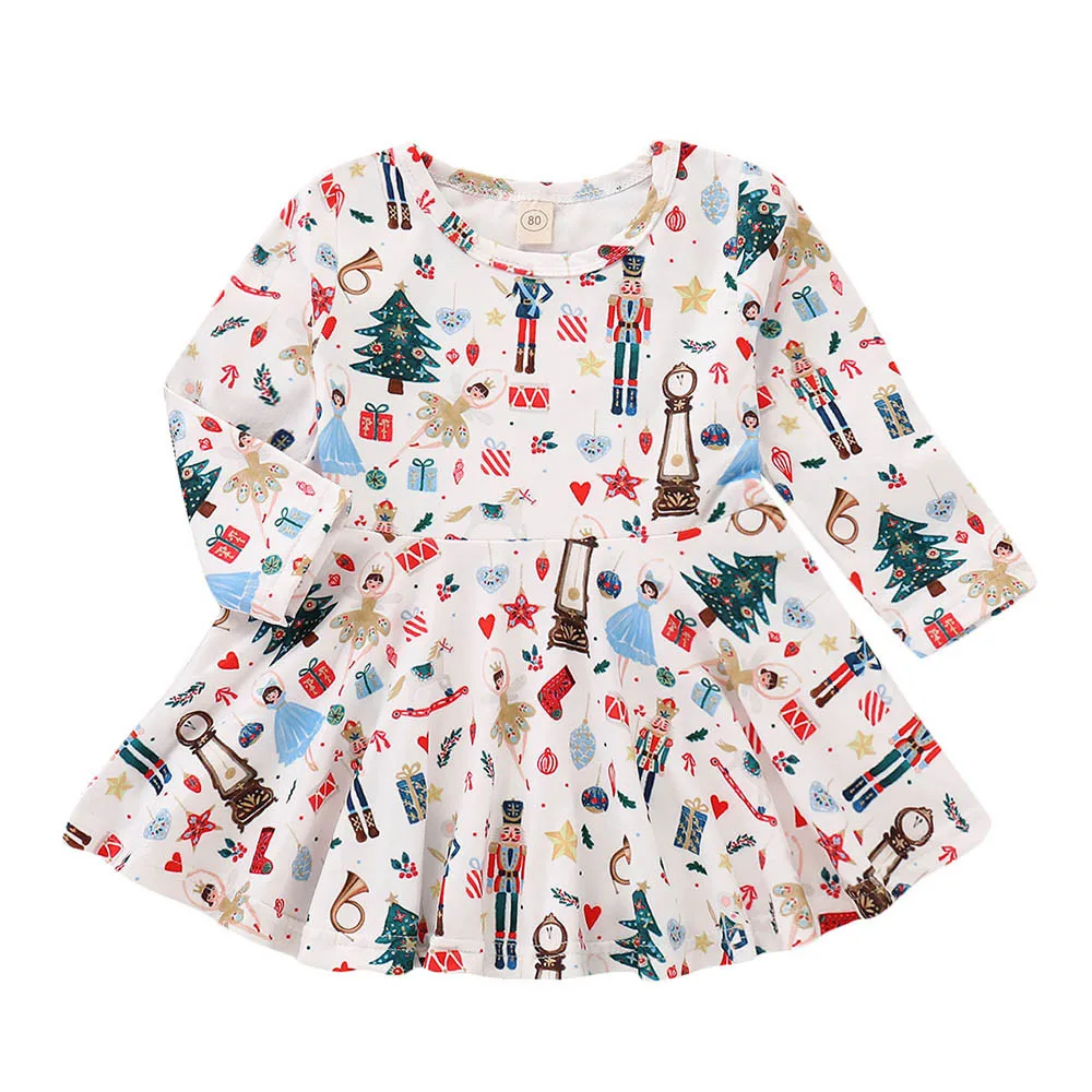 

Fashion Kids Baby Girl Christmas Cartoon Deer Sleeveless Princess Party Dress Infant Casual Baby Girl Tree Print Dress 827