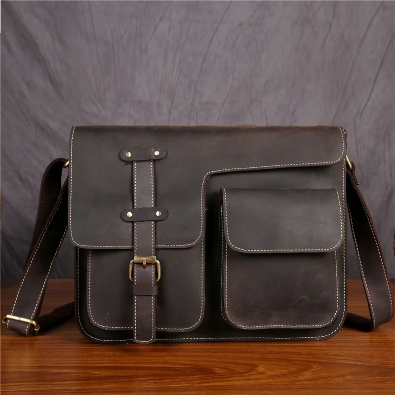 

YISHEN Genuine Leather Men bags Fashion Brand Designer Handbags Shoulder Vintage Retro Cow Bags Men Messenger Bag Briefcase 1050
