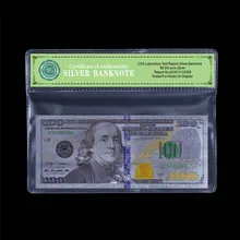 2011 год,$100, серебряные банкноты США, доллар, валюта мира, банкноты в ПВХ рамке
