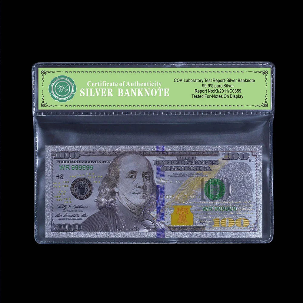

2011Year $100 US Sliver Banknotes Dollar Currency World Banknote In PVC Frame