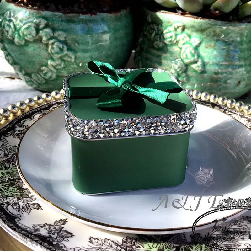 50 шт. в партии на заказ Элегантные помолвки день рождения оловянные цветочные ящики для чая Свадебные вечерние подарок для невесты коробка для свадебных сувениров для гостей